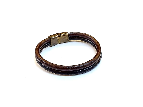 Pure Leather Brown Hakiki Deri Erkek Bileklik – Mıknatıs Kilitli-1456 ürün görseli 1