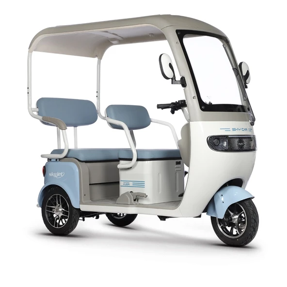Skyjet Skycar Elektrikli Moped Beyaz Mavi ürün görseli 1