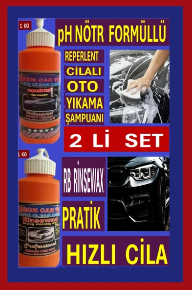 PH NÖTR FORMÜLLÜ CİLALI OTO ŞAMPUAN + Pratik Hızlı Cila Su- Yağmur Kaydırıcı 1 Kg ( 2 Lİ SET ) ürün görseli 1