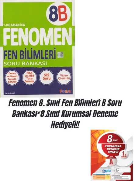 Fenomen 8. Sınıf Fen Bilimleri B Soru Bankası*8.Sınıf Kurumsal Deneme Hediyeli!! ürün görseli 1