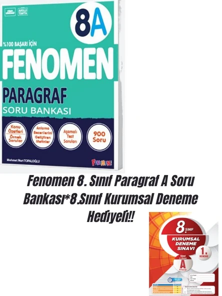 Fenomen 8. Sınıf Paragraf A Soru Bankası*8.Sınıf Kurumsal Deneme Hediyeli!! ürün görseli 1