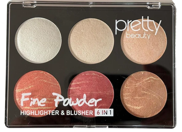 Pretty 6 lı Makyaj Seti 3 Allık + 3  Highlighter 01 - PB426 ürün görseli 1