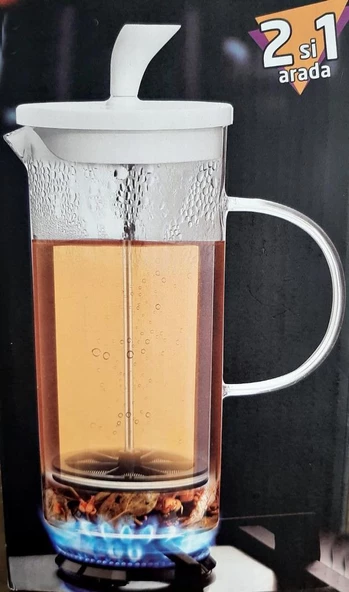 French Pres Ateşe Dayanıklı Özel Bitki Çayı ve Kahve Demleme -6000ML-BR9972 ürün görseli 1