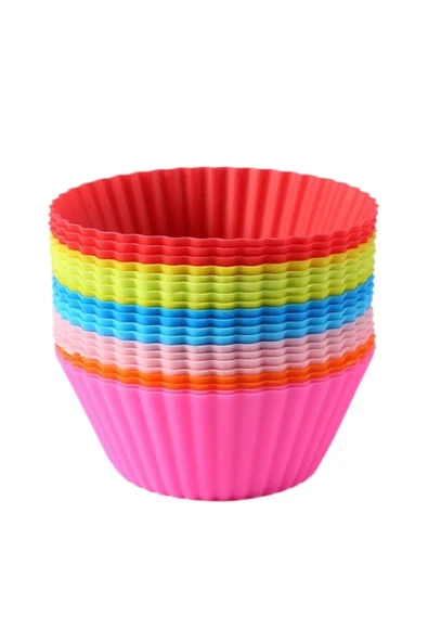 6'lı Silikon Yıkanabilir Tekrar Kullanıma Uygun Cupcake Muffin Tart Puding 7 cm lik Kalıp ürün görseli 1