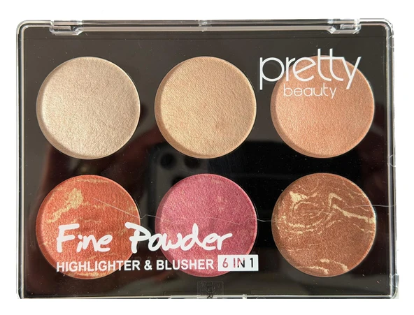 Pretty 6 lı Makyaj Seti 3 Allık + 3  Highlighter 02 - PB426 ürün görseli 1