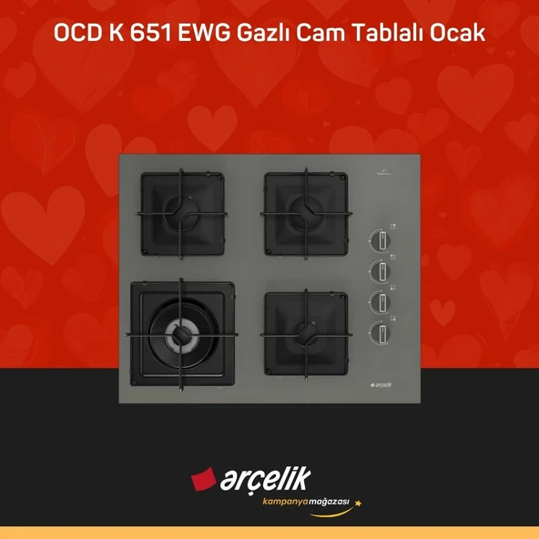 ARÇELİK OCD K 651 EWG Gazlı Cam Tablalı Ocak ürün görseli 1