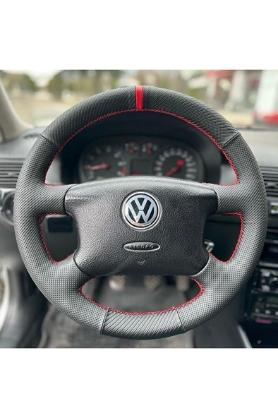 Volkswagen Golf 4 Araca Uyumlu Direksiyon Kılıfı (noktalı Karbon Yüzüklü ) ürün görseli 1