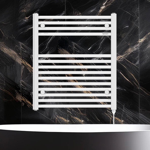 688x600mm 500W Elektrikli Karbon Çelik Havlupan Alya Beyaz ürün görseli 1