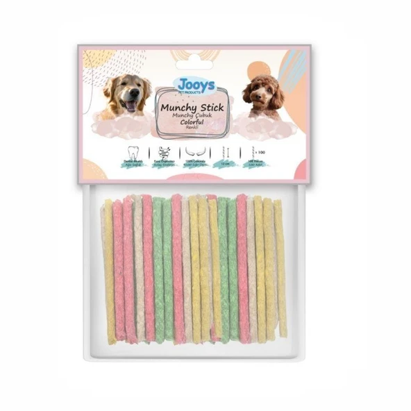Jooys Renkli Munchy Çubuk Köpek Ödül Kemiği 100'lü ürün görseli 1