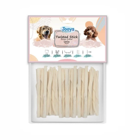 Jooys Beyaz Burgu Çubuk Köpek Ödül Kemiği 100'lü ürün görseli 1