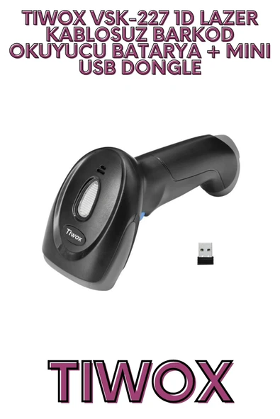 TIWOX VSK-227 1D LAZER KABLOSUZ BARKOD OKUYUCU BATARYA + MINI USB DONGLE ürün görseli 1