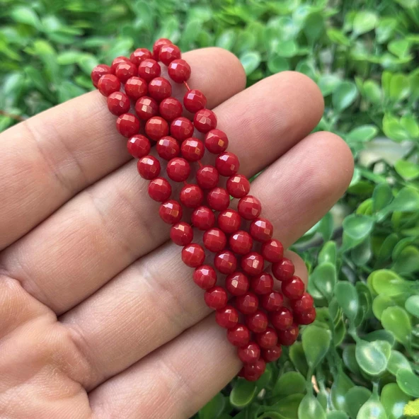Fasetli Küre Doğal Mercan Taşı 5 MM ürün görseli 1