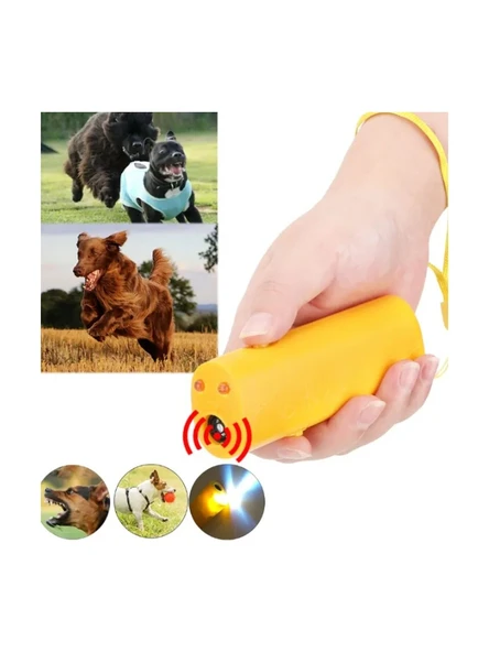 Ultrasonik Köpek Kovucu Ve Eğitici El feneri Özellikli PİL HEDİYELİ ( sarı renk ) ürün görseli 1
