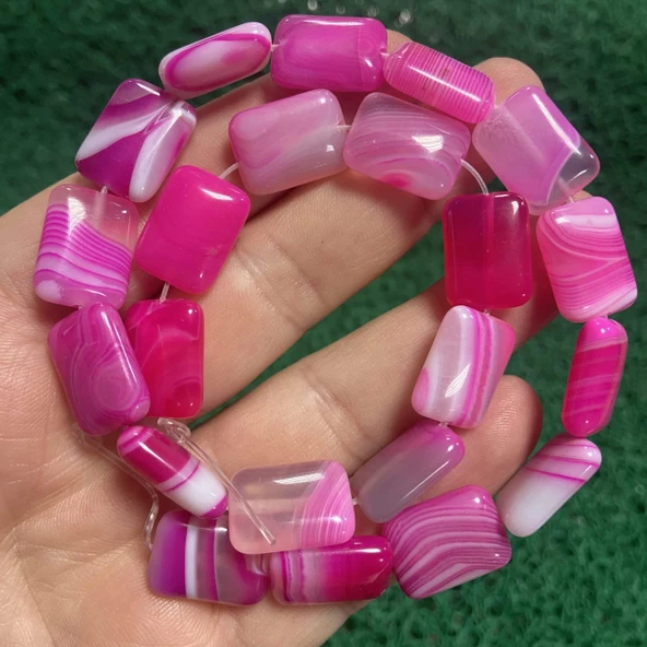 Dikdörtgen Pembe Akik Taşı 13 MM ürün görseli 1