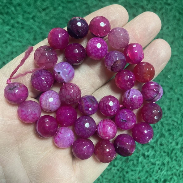 Faset Küre Pembe Akik Taşı 12 MM ürün görseli 1