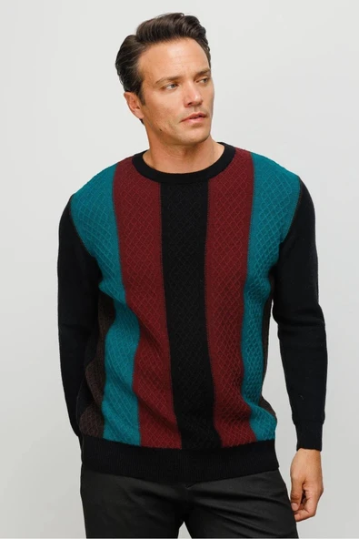 Desen Minimalist Vintage Erkek Uzun Kol Kazak - Regular Fit ürün görseli 1