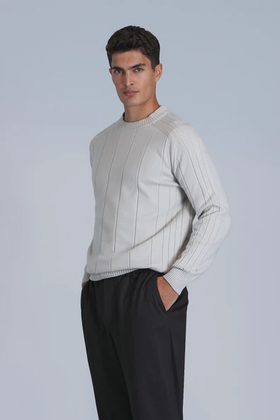 Lufian Minimalist Erkek Kazak - Oversize, Uzun Kol, Yuvarlak Yaka ürün görseli 1