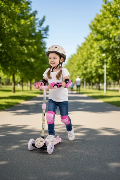 Işıklı Scooter Pembe Dizlik Dirseklik Seti Hediye ürün görseli 1