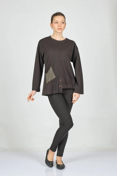 Ysatis Minimalist Oversize Uzun Kol Kadın Bluz - Günlük Şıklık ürün görseli 1