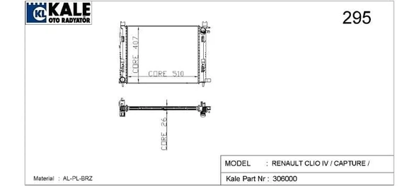 RADYATÖR RENAULT CLIO IV (26MM) 1 SIRA ALÜMİNYUM BRAZİNG SİSTEM ürün görseli 1