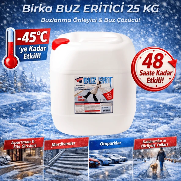 Birka Buz Eritici 25 Kg – Buzlanma Önleyici ve Buz Çözücü, -45°C, Magnezyum Klorürlü ürün görseli 1