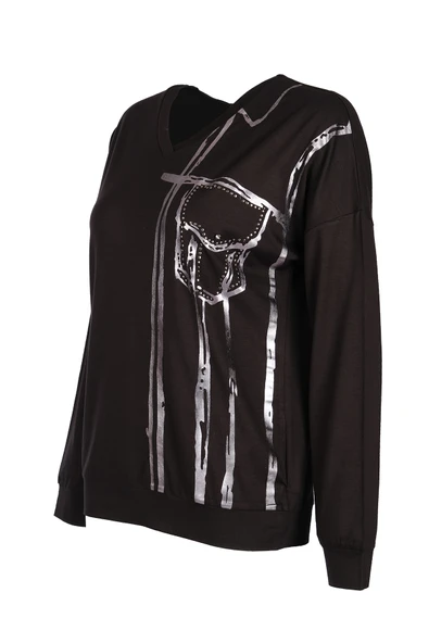 Vedi Minimalist Oversize V Yaka Uzun Kol Kadın Bluz VD4104 ürün görseli 1