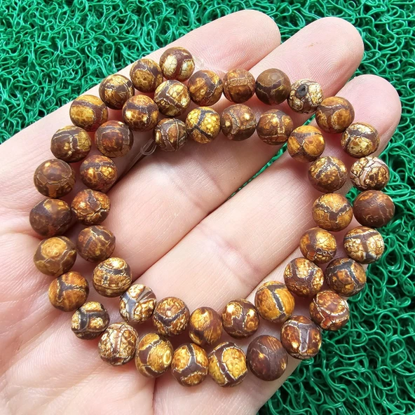 Kahve Küre Tibet Akik Taşı 8 MM ürün görseli 1
