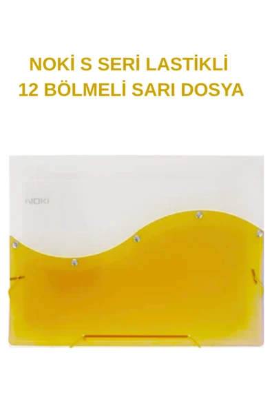 S Seri Lastikli 12 Bölmeli Dosya Sarı 1 Adet ürün görseli 1