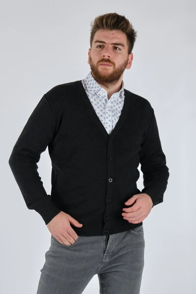 De Blasıo Minimalist V Yaka Erkek Hırka - Oversized & Şık ürün görseli 1