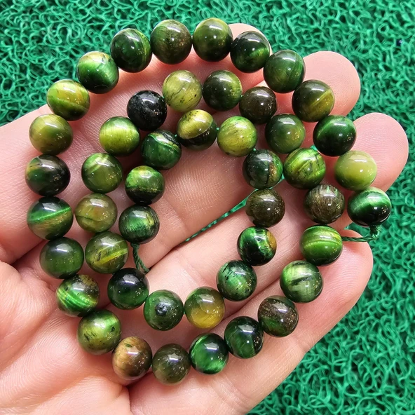 Küre Yeşil Kaplan Gözü Taşı 8 MM ürün görseli 1