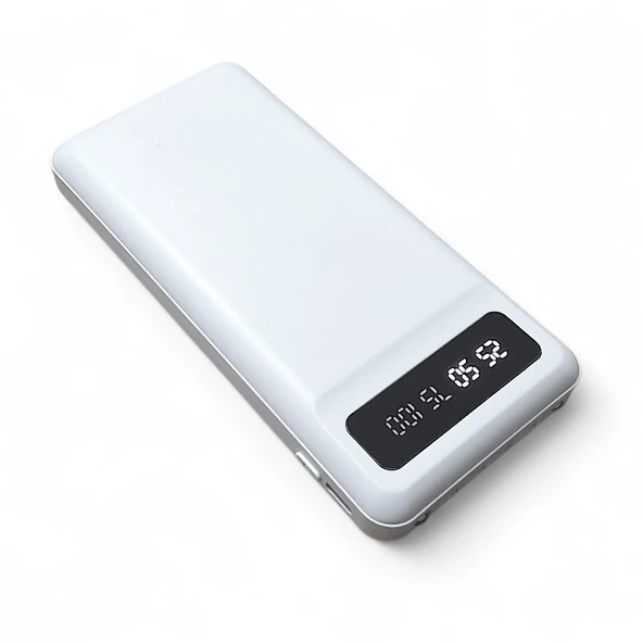 Upway 10000 mAh Powerbank – Kendinden Kablolu Fenerli Hızlı Şarj Özellikli Beyaz ürün görseli 1