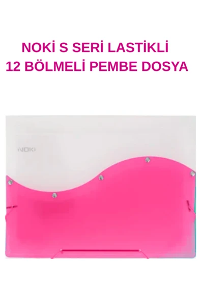 S Seri Lastikli 12 Bölmeli Dosya Pembe 1 Adet ürün görseli 1