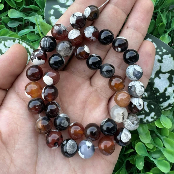 Küre Kızıl Kahve Mix Akik Taşı 10 MM ürün görseli 1