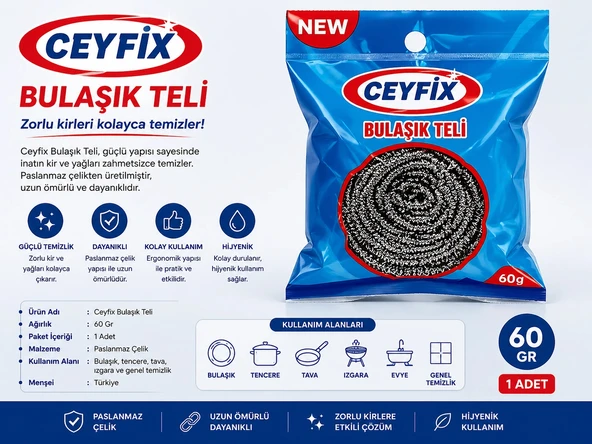 Ceyfix Bulaşık Teli 60 Gr 1 Adet - Resim 2