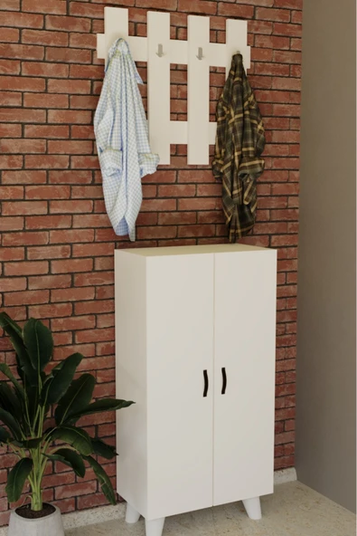 KZY Çitport 120 cm Çit Askılıklı Ayakkabılık Portmanto Beyaz ürün görseli 1