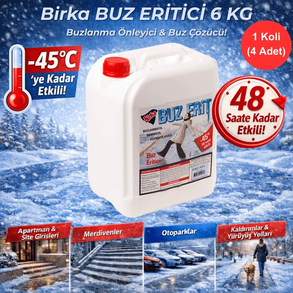 Birka Buz Eritici 6 Kg – Buzlanma Önleyici ve Buz Çözücü, -45°C, Magnezyum Klorürlü x 4 Adet ürün görseli 1