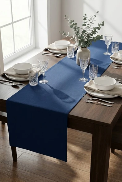 Dekoratif Bohem Lacivert Runner - Yemek Masası Ve Salon Konsol Örtüsü (50x150 cm) ürün görseli 1