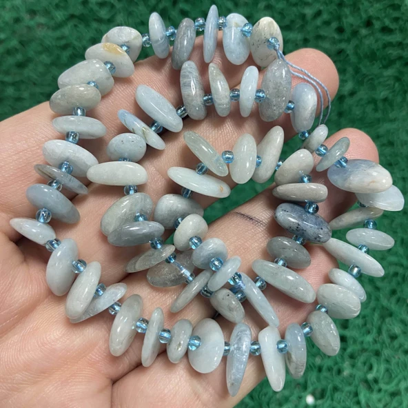 Oval Disk Akuamarin Taşı 12 MM ürün görseli 1