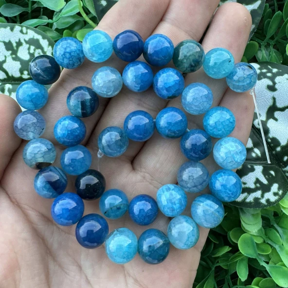 Küre Mavi Damarlı Akik Taşı 10 MM ürün görseli 1