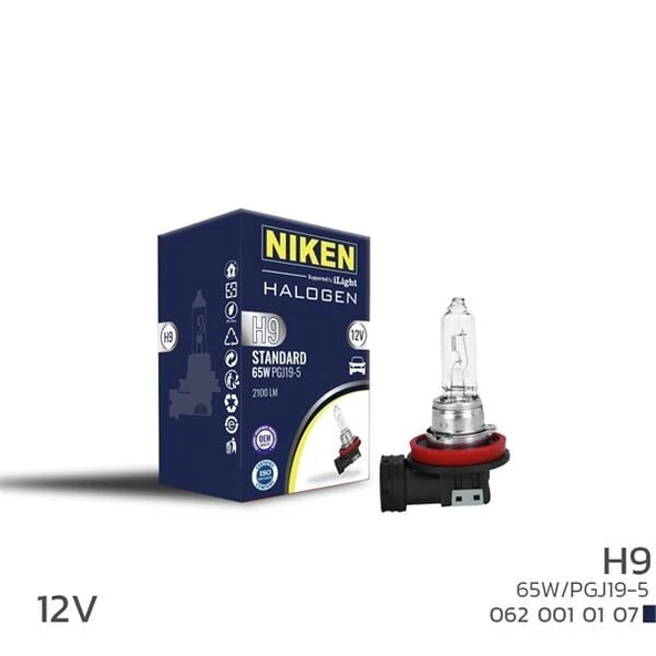 NIKEN 12V  H9 65W HALOJEN AMPUL PGJ19-5 ürün görseli 1
