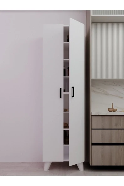 KZY 8 Raflı 2 Kapaklı 16R Elbise Dolabı Kazak Dolabı Banyo Dolabı Çok Amaçlı Dolap Beyaz ürün görseli 1