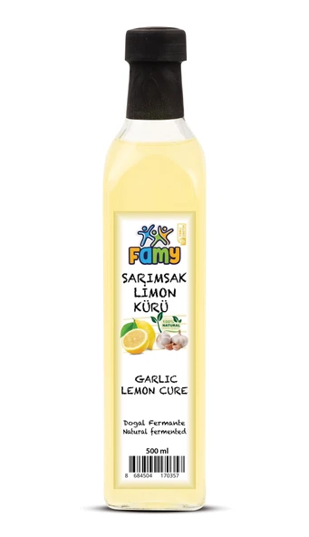 FAMY SARIMSAK LİMON KÜRÜ DOĞAL FERMENTASYON 500 ML CAM ŞİŞE ürün görseli 1
