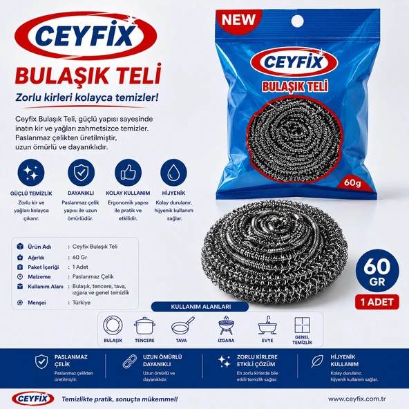 Ceyfix Bulaşık Teli 60 Gr 1 Adet ürün görseli 1