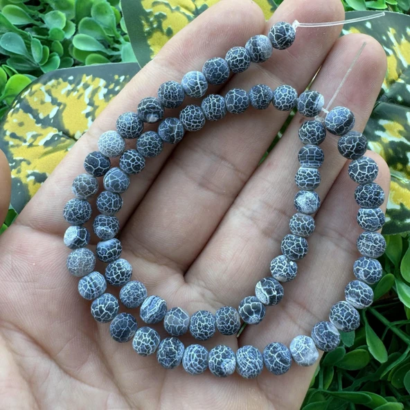 Mat Küre Damarlı Gri Akik Taşı 6MM ürün görseli 1