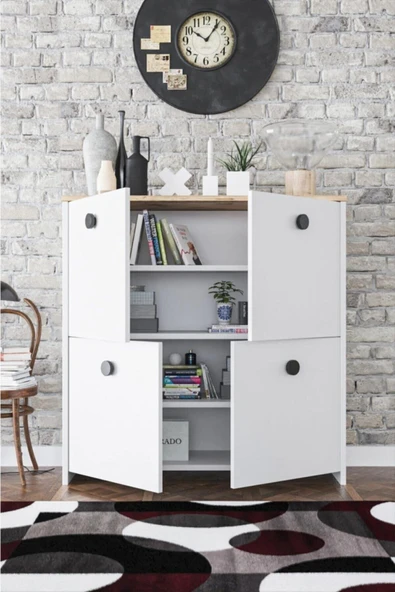 KZY 4 Kapaklı 4 Raflı Dekoratif Kiler, Mutfak, Banyo Dolabı ürün görseli 1