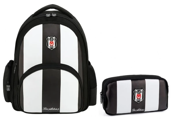 Beşiktaş Lisanslı Siyah Beyaz Okul Sırt Çantası ve Kalemlik Seti - SETME25356C ürün görseli 1