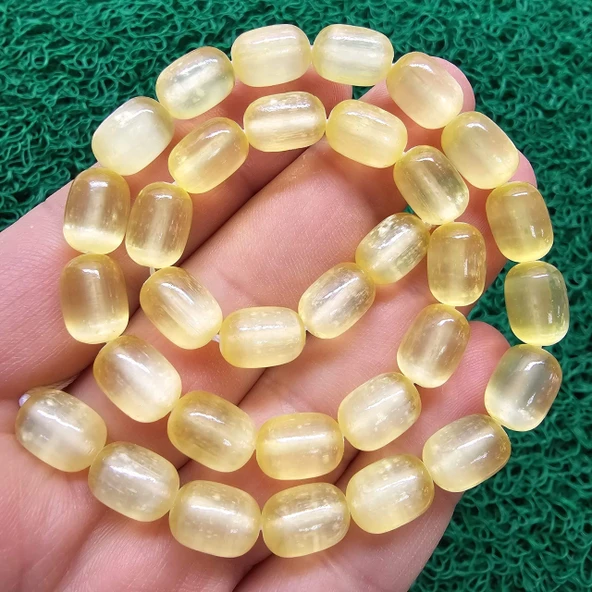 Silindir Sarı Selenit Taşı 8x12 MM ürün görseli 1