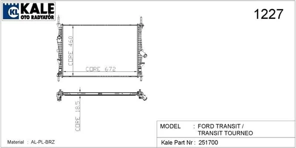 RADYATÖR FORD V347 RADYATÖR 1 SIRA ALÜMİNYUM BRAZİNG SİSTEM ürün görseli 1
