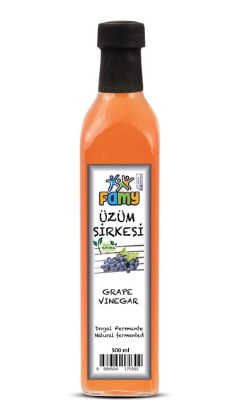 FAMY ÜZÜM SİRKESİ DOĞAL FERMENTASYON 500 ML CAM ŞİŞE. ürün görseli 1