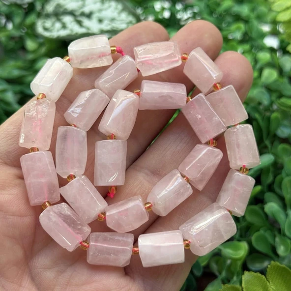 Silindir Pembe Kuvars Taşı 10x14 MM ürün görseli 1